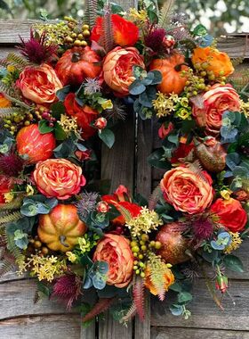 Halloween Fall Peony Pumpkin Wreath Simulation Garland For F