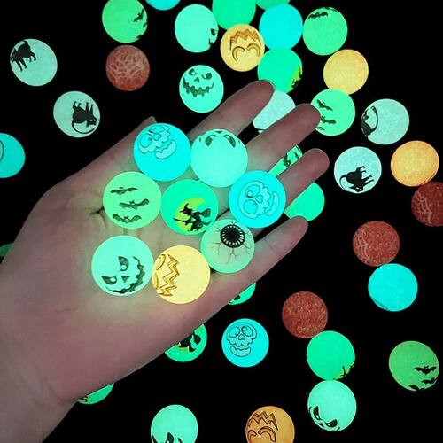 10pcs Halloween Pumpkin Witch Bounce Rubber Ball Toys For Ki