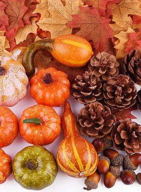 50pcs Realistic Pumpkin Maple Leaves Home Decor Party Favors