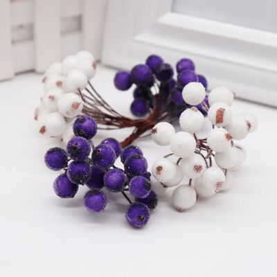 20pcs/40 Heads 1cm Mini Fake Fruit Small Double heads Berrie