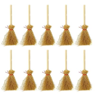 10PCS Mini Broom Witch Straw Brooms DIY Hanging Ornaments fo