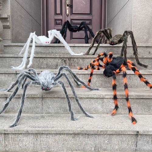 Halloween Black Giant Spider Scary Artificial Plush Spider H