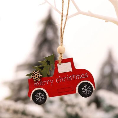 Car Ornaments Small Christmas Tree Hanging Wooden Pendants E