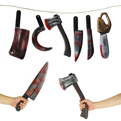 Bloody Halloween Weapons Knife Axe Chainsaw Cleaver Sickle H