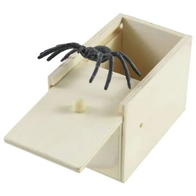 Simulation Spider With Wooden Box Kids Favors Tricky Prank J