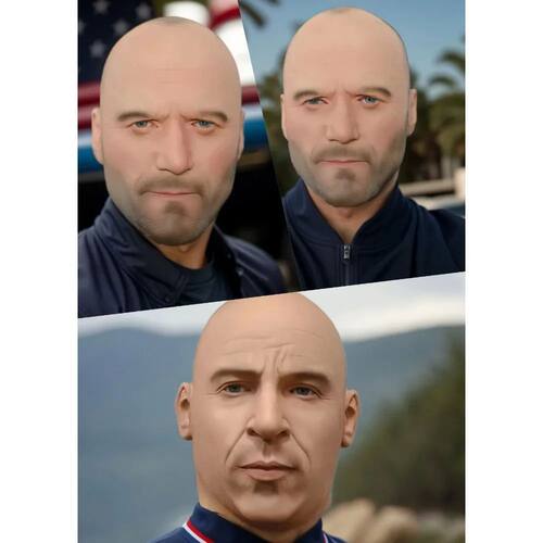 Jason Statham Mask Realistic Bald Man Mask Halloween Carniva