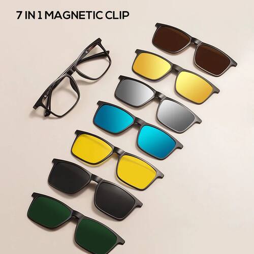 Men and Women Square Full Rim Glasses Frame Polarized Clip o