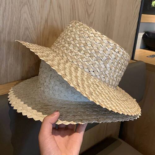 Summer straw hat French flat top sun hat Women's summer beac