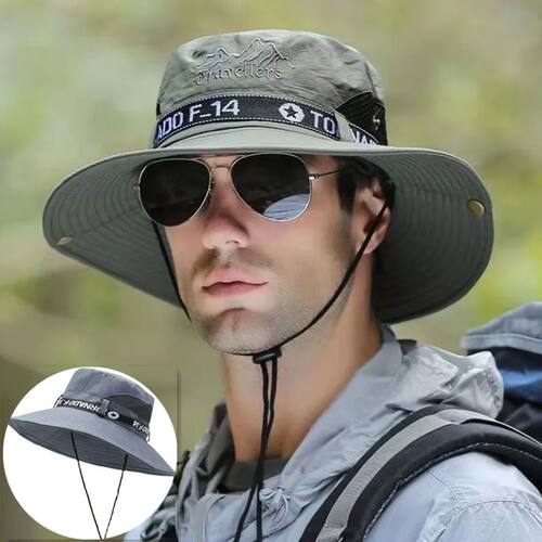 New Useful Man's Large Brim Sun Hats Adults Sun Protection C