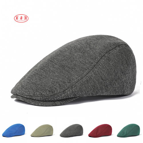 Cap Men's Solid Color Beret Casual Retro Progressive Cap Spr