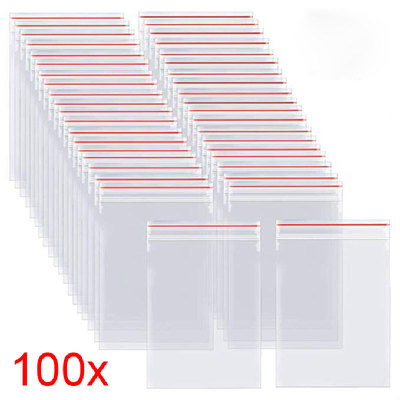 100pcs/pack Self Seal Clear Plastic Poly Bag Resealable Zip