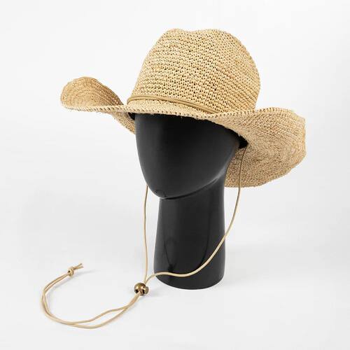 Trendy Handmade Crochet Raffia Straw Denim Hat with Adjustab