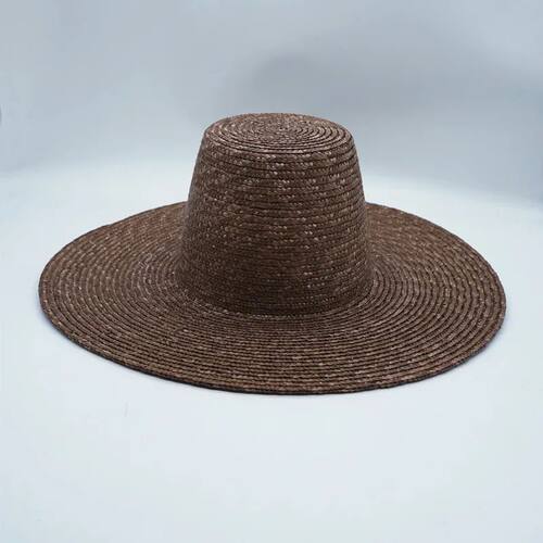 Height Flat Top Fedoras Hat Brown Beige Wheat Straw Summer H