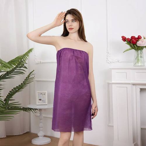 5pcs/10pcs Disposable Purple Beauty Salon Bath Dress Non-Wov