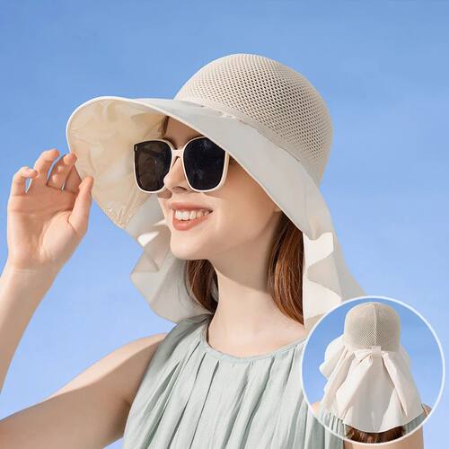 Summer Women Bucket Hat with Shawl Lightweight Breathable Me