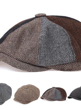 Octagonal Hat Men's Cap Men's Retro Casual Beret Men's And W