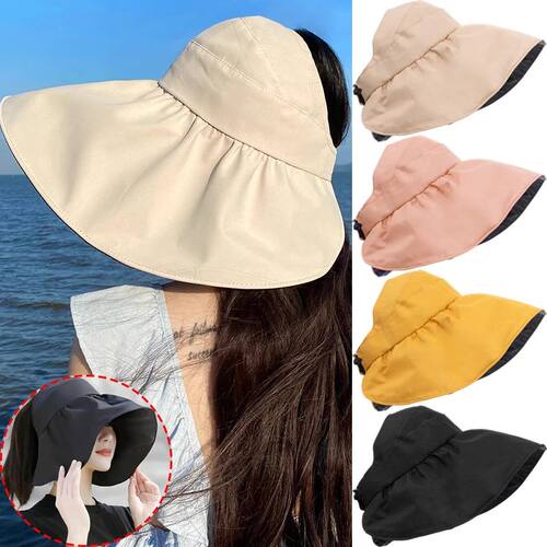 2026 Wide Brim UPF 50+ Sun Hat Women Empty Top Anti-UV Prote