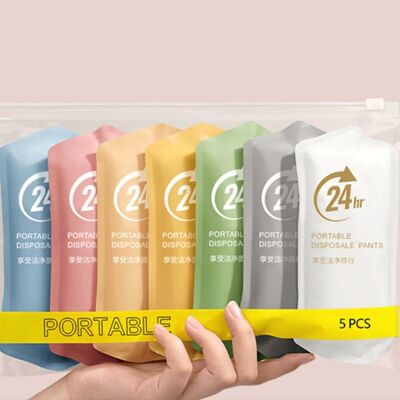 5Pcs Traceless Women's Disposable Panties Mid Waist Plus Siz