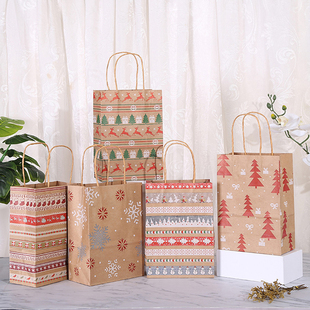 Christmas Gift Kraft set Paper Sacks Merry Santa 12pcs Bags