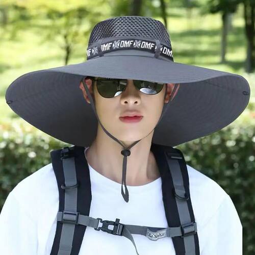 New Summer 15CM Large Brim Sun Hat Men Breathable Fishing Ca