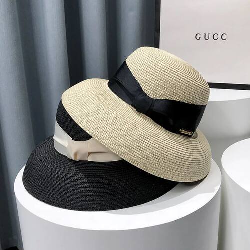 French Hepburn Style Straw Hat For Women Summer Face Coverin