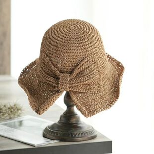 Simple Foldable Wide Brim Floppy Girls Straw Hat Sun Hats Be