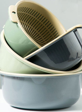 Kitchen Silicone Double Layer Drain Basket Bowl Washing