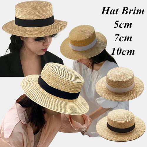 Summer Black White Ribbon Beach Sun Hats Women Men 5/7/10cm