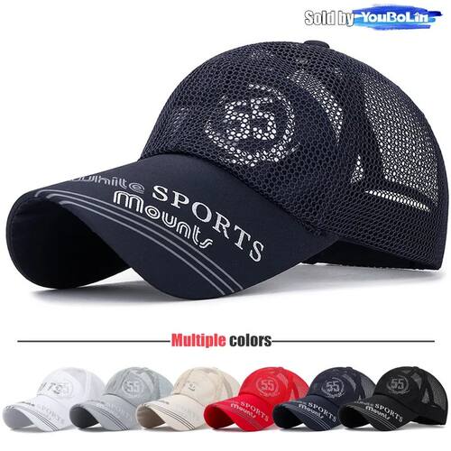 Summer Extended Brim Back Mesh Adjustable Baseball Cap Sun H