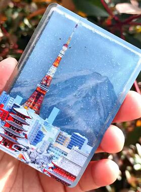 日本奈良富士山流沙冰箱贴旅游纪念品流麻文创周边伴手礼生日礼物