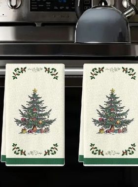 2Pcs Christmas Tree Kitchen Towels 40Cm*60Cm Towel Set Super