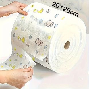 1 Roll Disposable Kitchen Paper Lazy Printed Rag Cartoon Sty