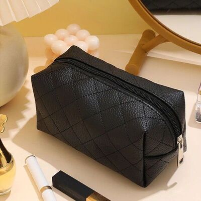 Plaid Cosmetic Bag PU Octagonal Makeup Bag Women’s Large-Ca