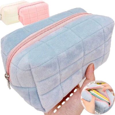 Soft Fur Large Makeup Bag Sweet Plush Zipper Organizer Handb