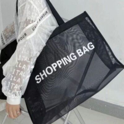 Transparent Nylon Mesh Shopping Bag Large Capacity One Shoul