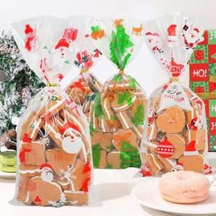 50pcs Merry Christmas Baking Packaging Bags Cartoon Santa