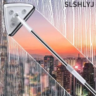 Triangle Glass Wiper Telescopic Rod Windows Cleaning Brush W
