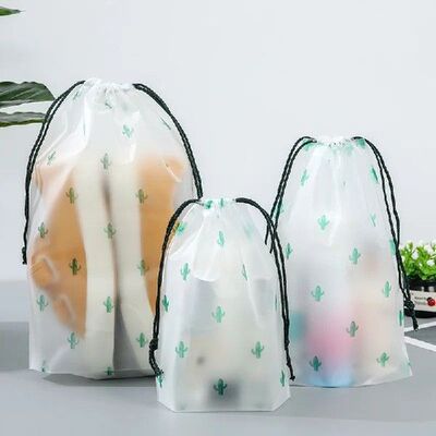 Women PVC Cosmetic Bag Organizer Drawstring Cactus Toiletry