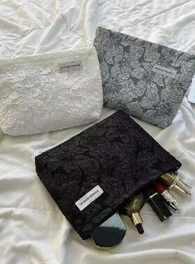 Canvas Female Floral Makeup Bag Large Cosmetic Bags Pouch La