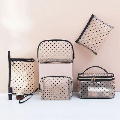 1/5PCS Makeup Bags Mesh Cosmetic Bag Portable Travel Zipper