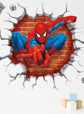 3D Spiderman Wall Stickers For Kids Room Decoration Home