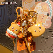 正版 黄油小熊diy美食系列钥匙扣挂件可爱甜品小熊钥匙链书包挂饰