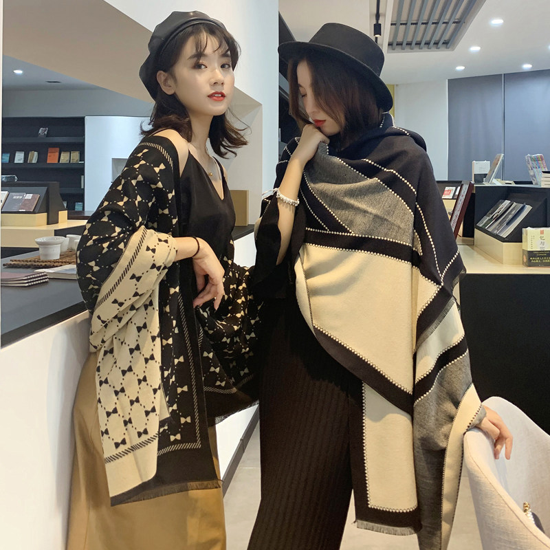 围巾披肩两用女冬长款加厚保暖双面仿羊绒护颈椎气质百搭韩版高端