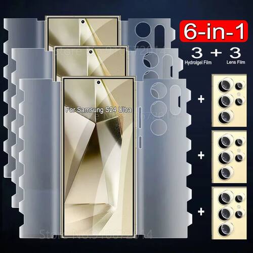 6In1 Full Cover Butterfly Hydrogel Film For Samsung Galaxy S24 S25 S23 S22 S21 FE Note 20 Ultra 10 P