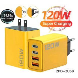 4 Port USB C PD Charger 120W Quick Charger Type C EU US Plug Quick Charge 3.0 USB Charger Adapter Fo