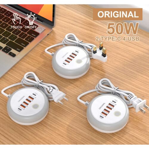 50W USB PD Charger 6 Ports Quick Charging Travel Charger For iPhone Samsung Phone Adapter Quick Char