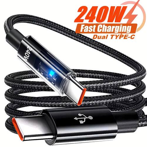240W PD Dual Type-C Quick Charging Data Cable High-speed Data Transfer Wire Digital Display USB C To