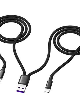 1.2m USB Charging Spliter Cable 2-in-1 Data Cord Type C Micro USB Quick Charging Cable Y Splitter 5A