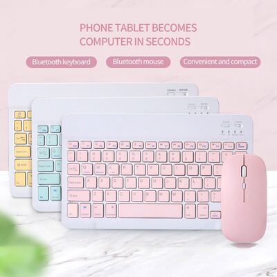 Wireless Bluetooth Keyboard Rechargeable Mute Slim Mini Comp