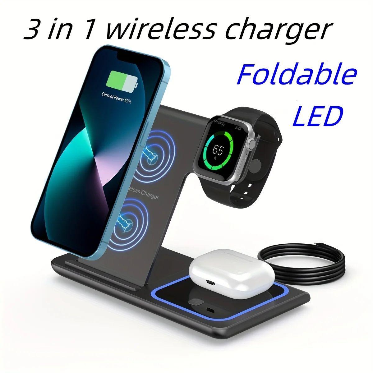 Wireless Charger iPhone Charging Station: 3In1 Charger Stand